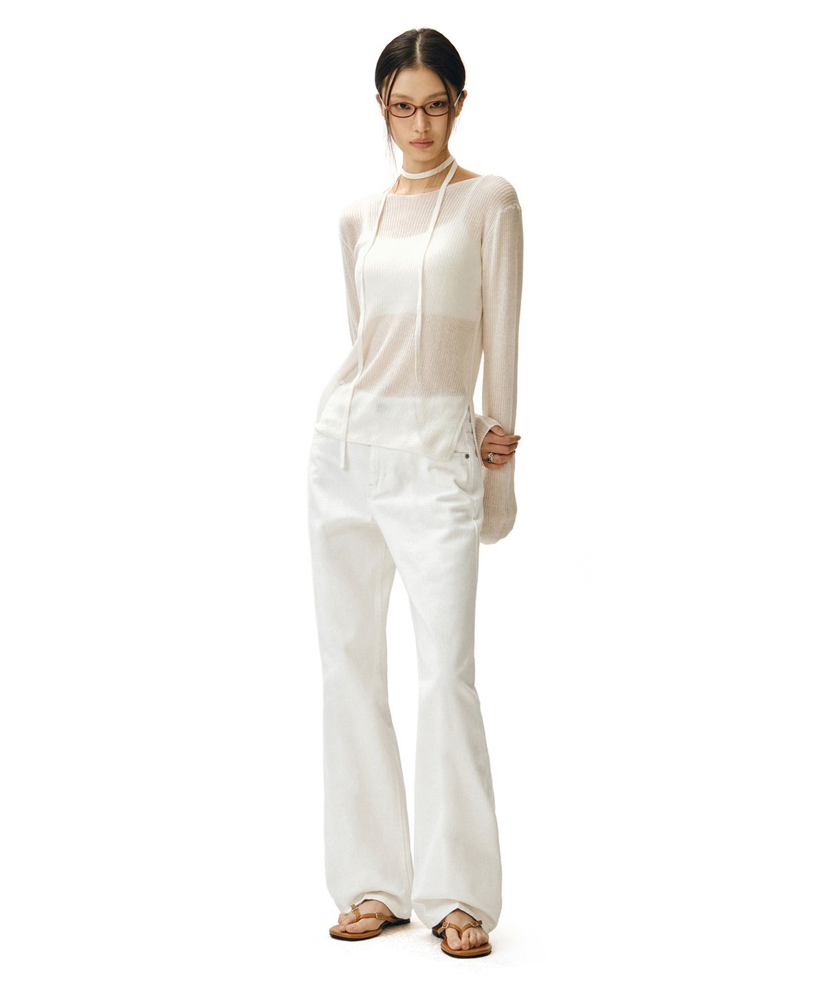 데케트 우먼(DECET WOMEN) [린넨라이크]Linen Like Semi Flared Jeans DCWPT027IVORY