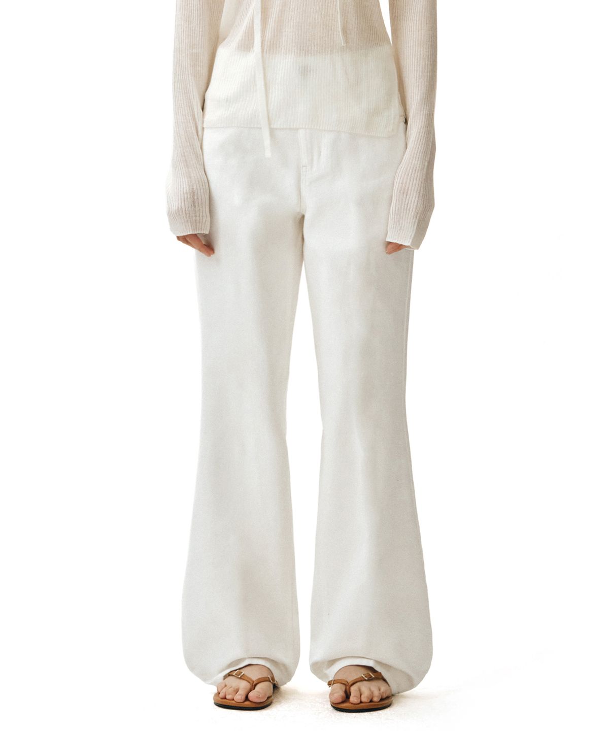 데케트 우먼(DECET WOMEN) [린넨라이크]Linen Like Semi Flared Jeans DCWPT027IVORY