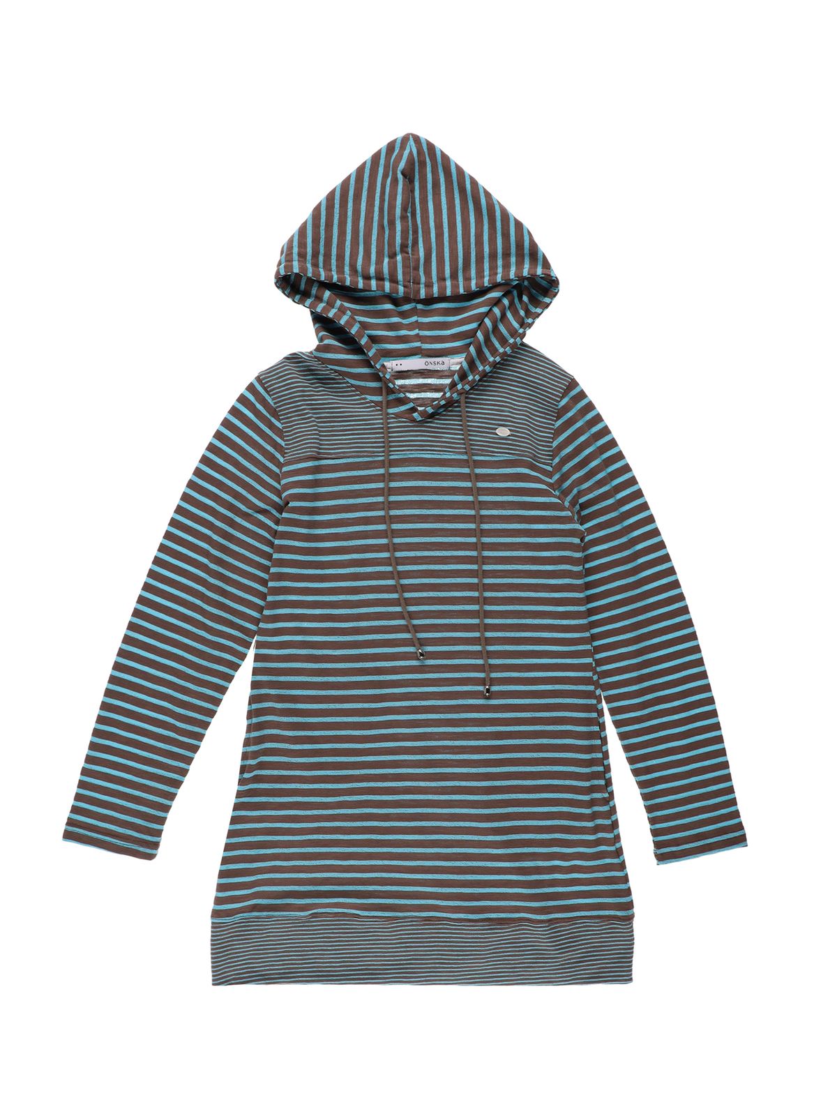 온스카(ONSKA) STRIPE HOODIE DRESS (BLUE MUD)