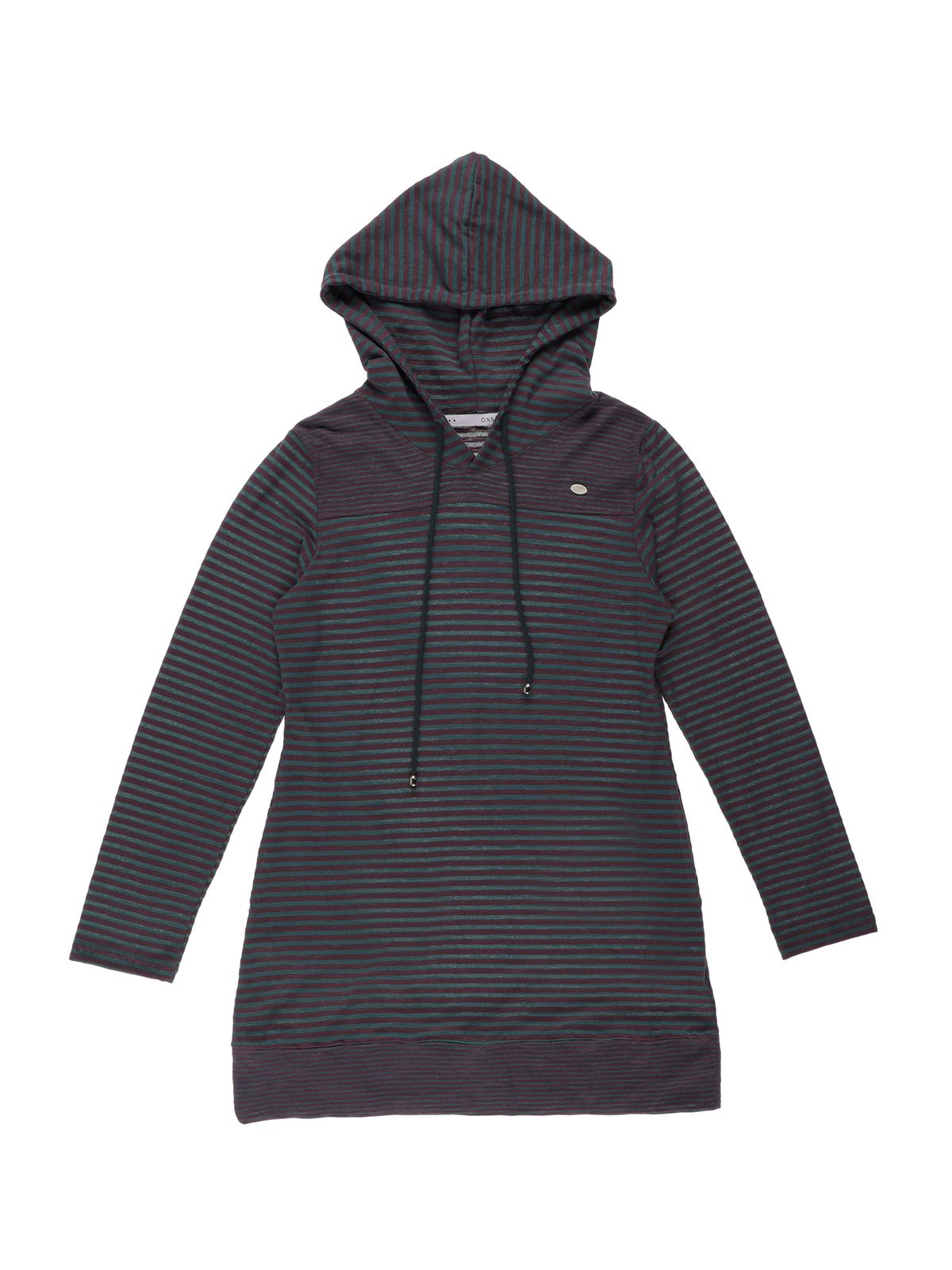 온스카(ONSKA) STRIPE HOODIE DRESS (GREEN PLUM)