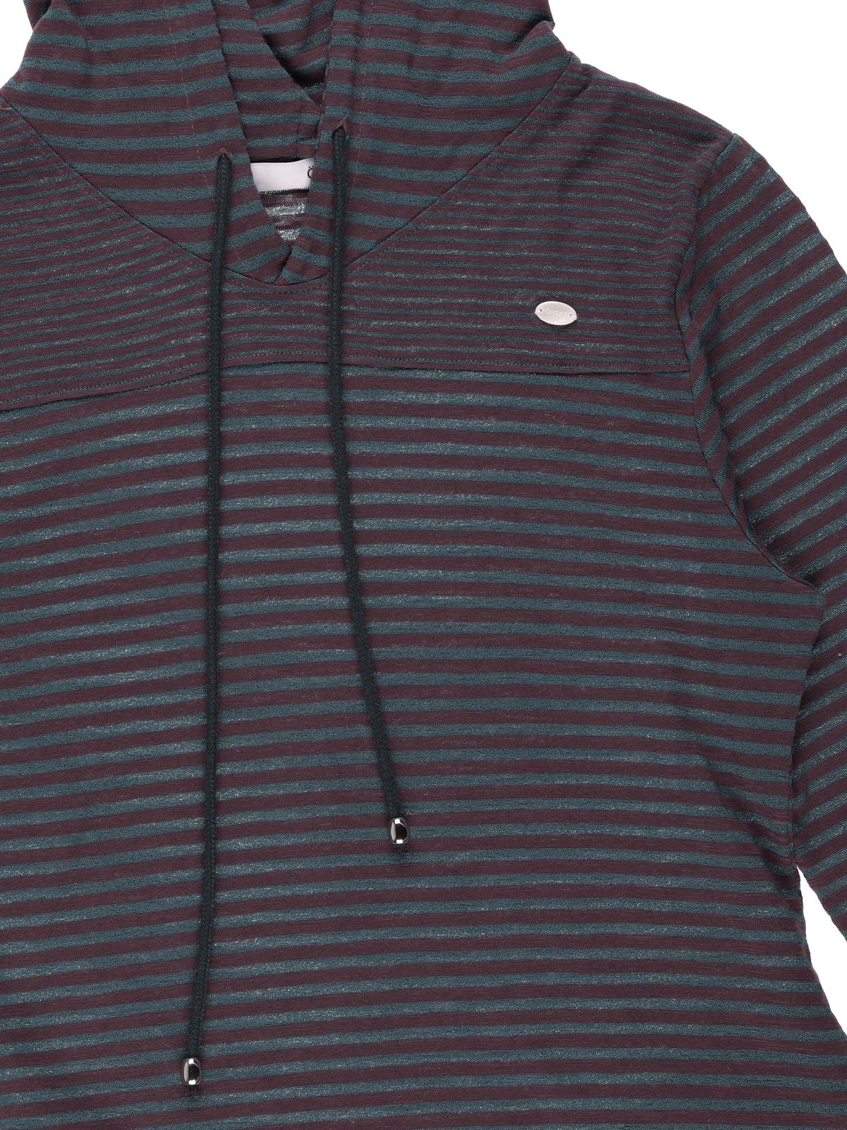 온스카(ONSKA) STRIPE HOODIE DRESS (GREEN PLUM)