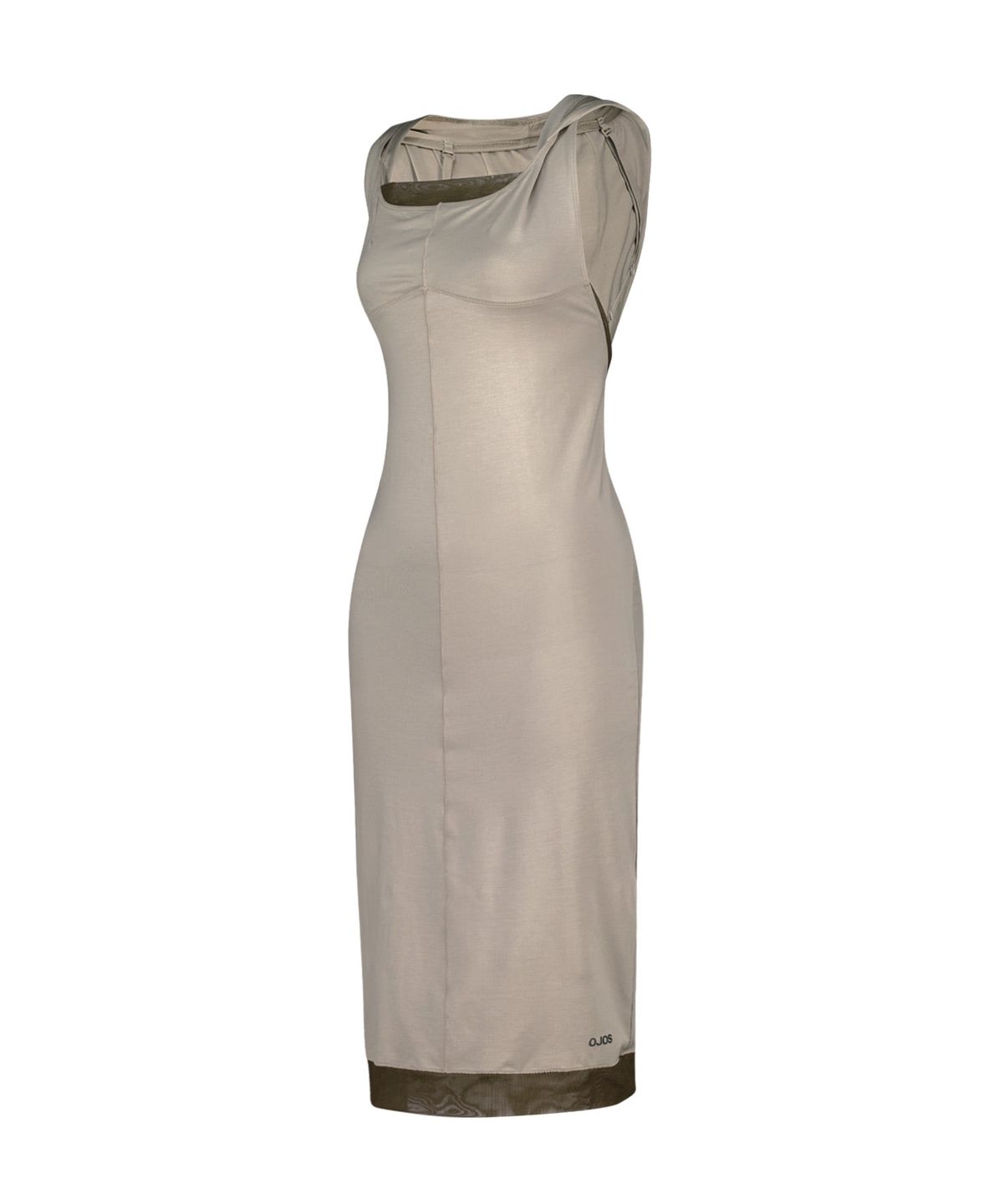 오호스(OJOS) Flatseam Halter Midi Dress / Tan