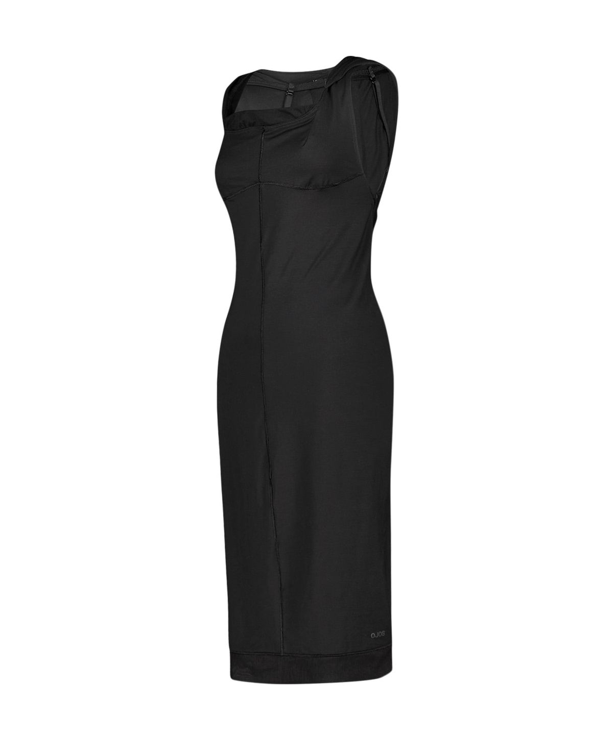 오호스(OJOS) Flatseam Halter Midi Dress / Black