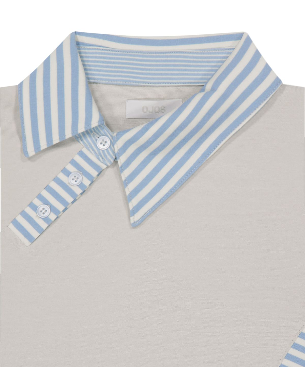 오호스(OJOS) Curved Cut Collar Tank / Light Blue
