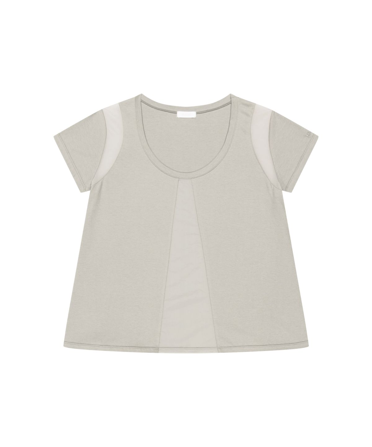 오호스(OJOS) Sheer Panel Flare Tee / Oatmeal