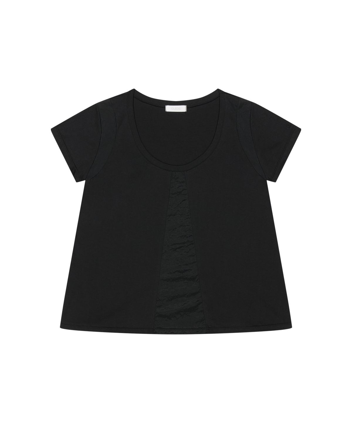 오호스(OJOS) Sheer Panel Flare Tee / Black