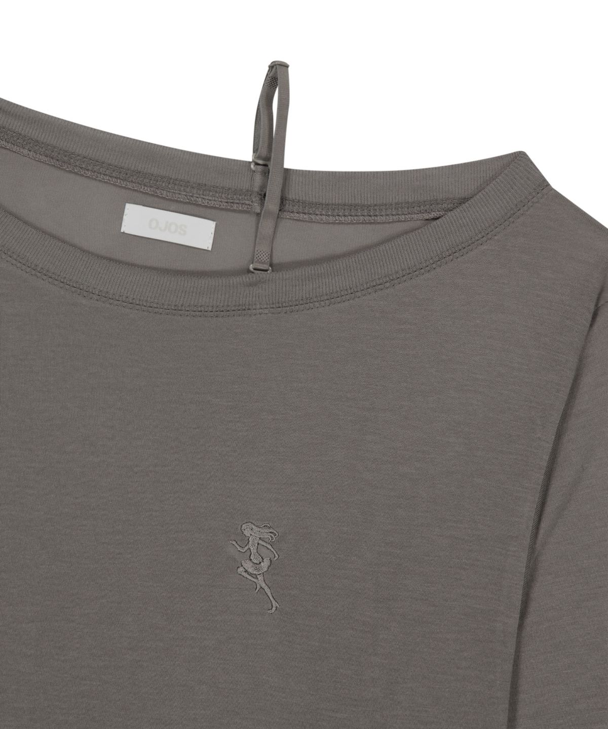 오호스(OJOS) One-Shoulder Oversized Sweatshirt / Charcoal