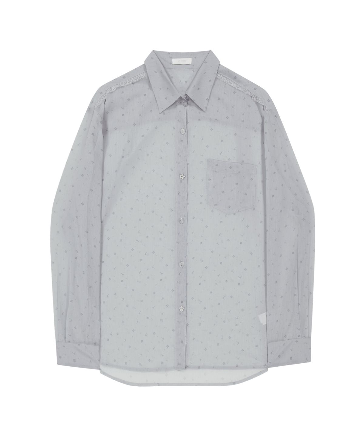 오호스(OJOS) Graphic Sheer Shirts / Grey