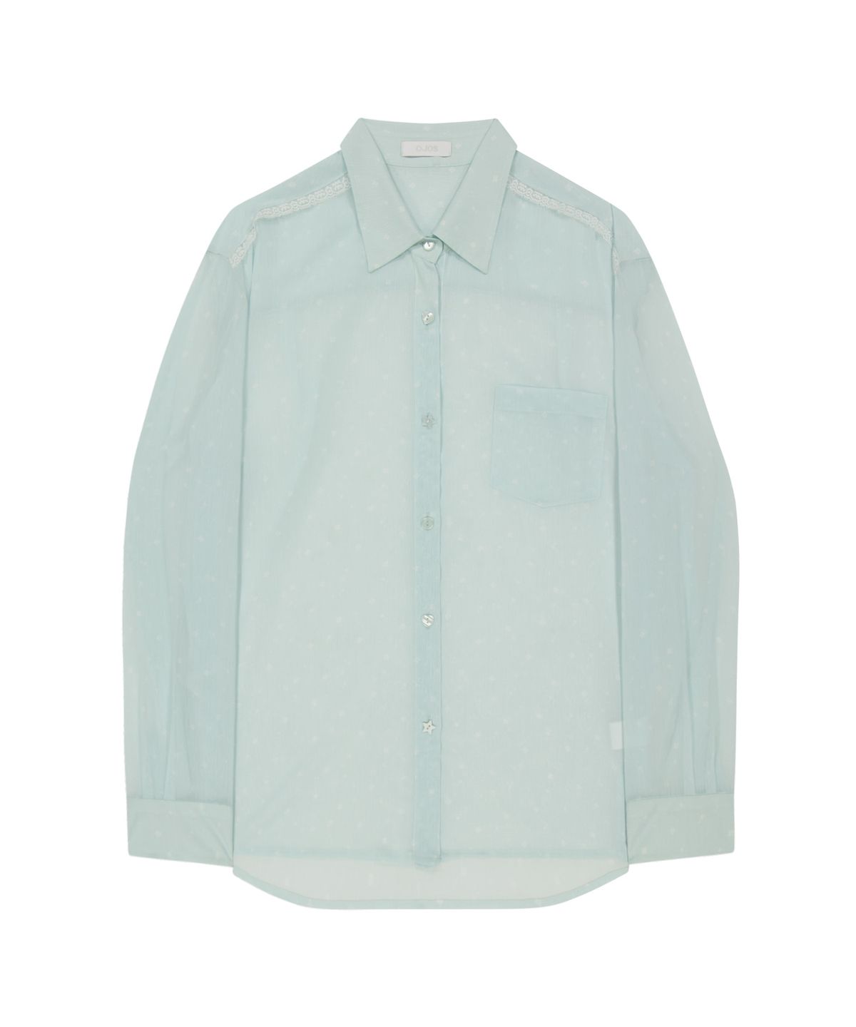 오호스(OJOS) Graphic Sheer Shirts / Mint