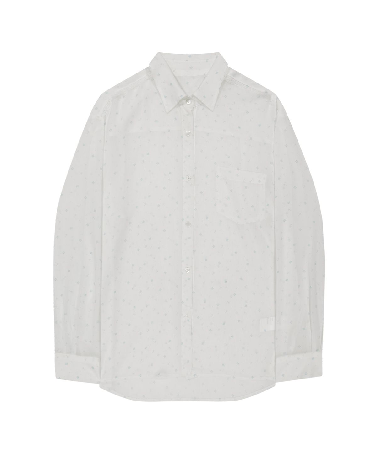 오호스(OJOS) Graphic Sheer Shirts / White