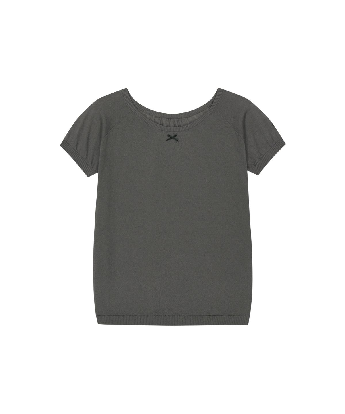오호스(OJOS) Rayon Sheer Knit Top / Charcoal