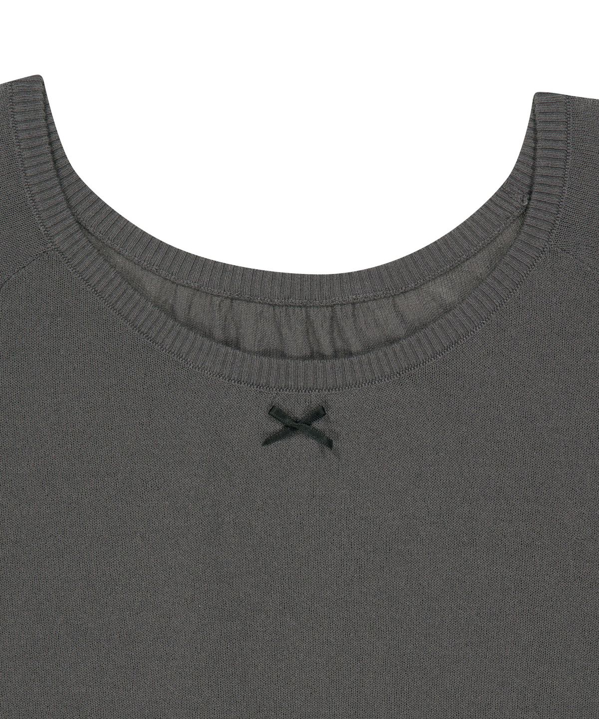 오호스(OJOS) Rayon Sheer Knit Top / Charcoal