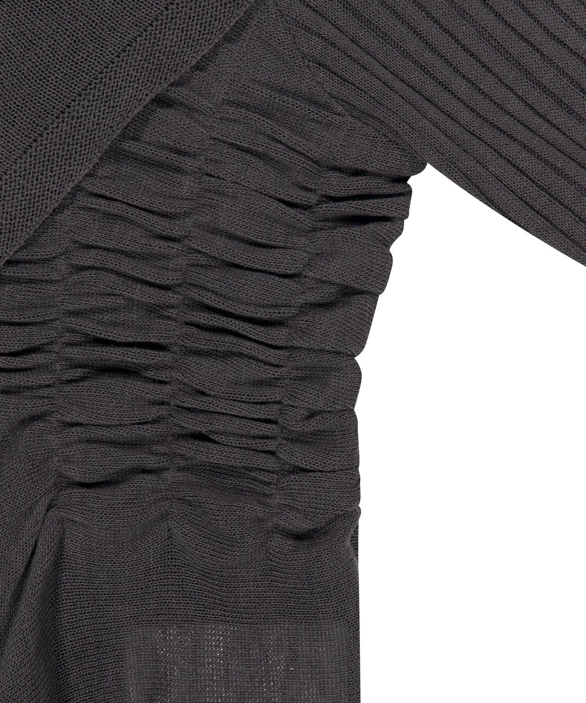 오호스(OJOS) Ruffled Drape Cardigan / Charcoal