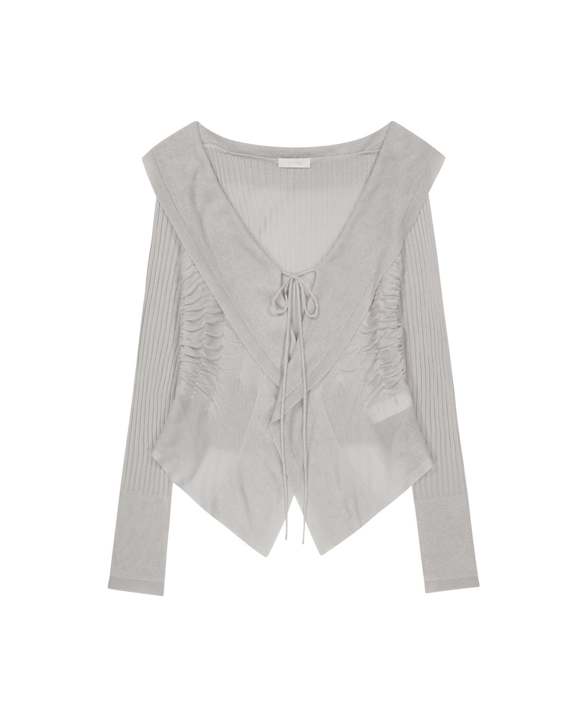 오호스(OJOS) Ruffled Drape Cardigan / Grey