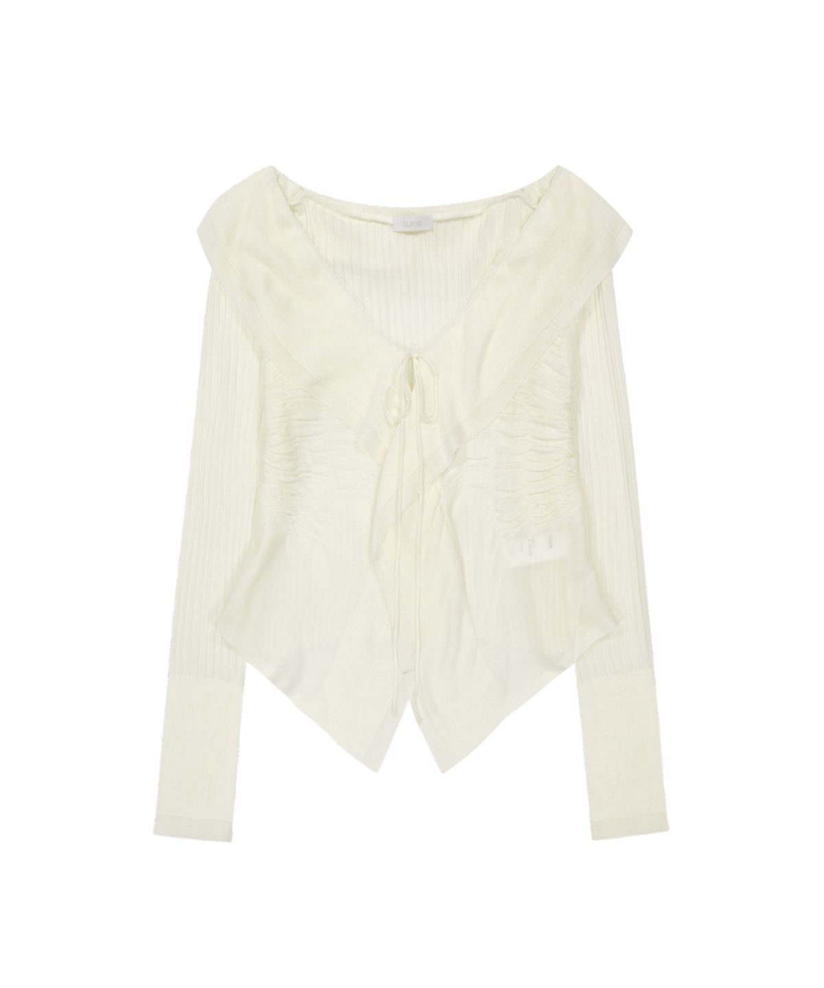 오호스(OJOS) Ruffled Drape Cardigan / Ivory
