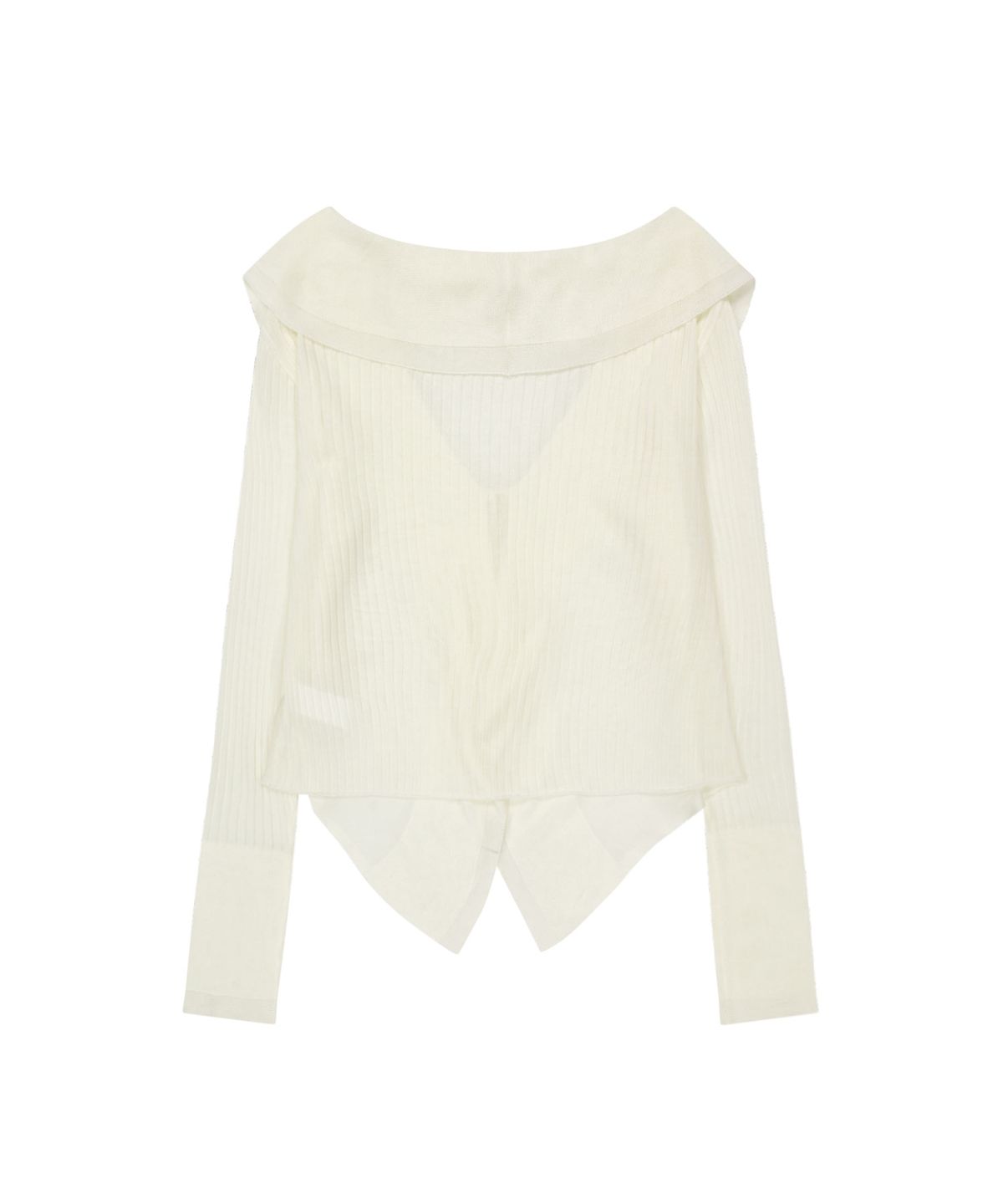 오호스(OJOS) Ruffled Drape Cardigan / Ivory