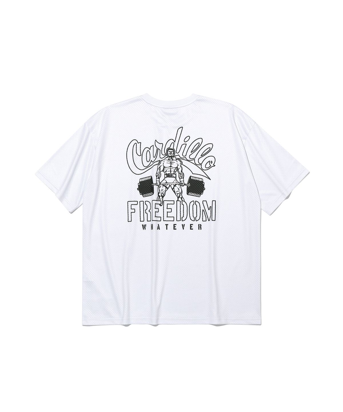 프리덤(FREEDOM) 카딜로 리프트업 메쉬 그래픽 티셔츠 (화이트)