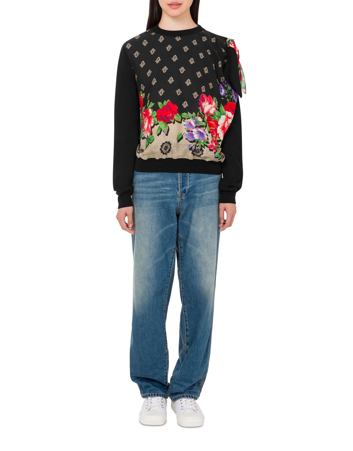모스키노(MOSCHINO) 퓨어 코튼 실크 혼방 스카프 니트