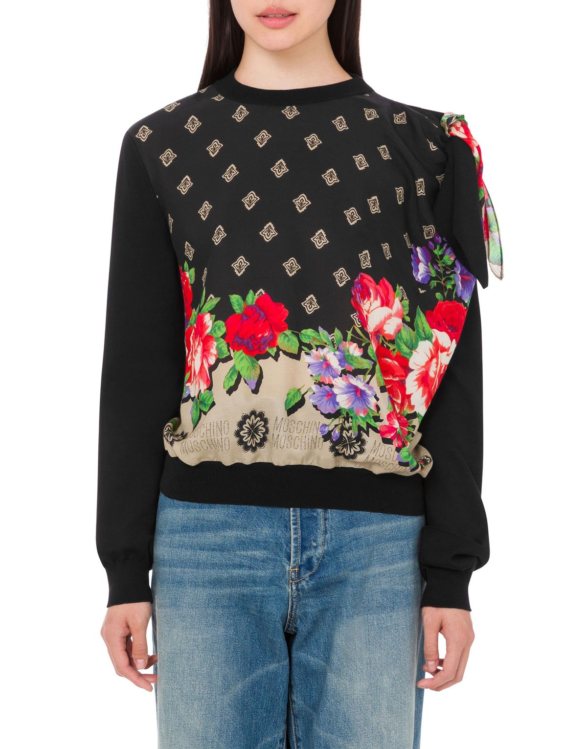 모스키노(MOSCHINO) 퓨어 코튼 실크 혼방 스카프 니트