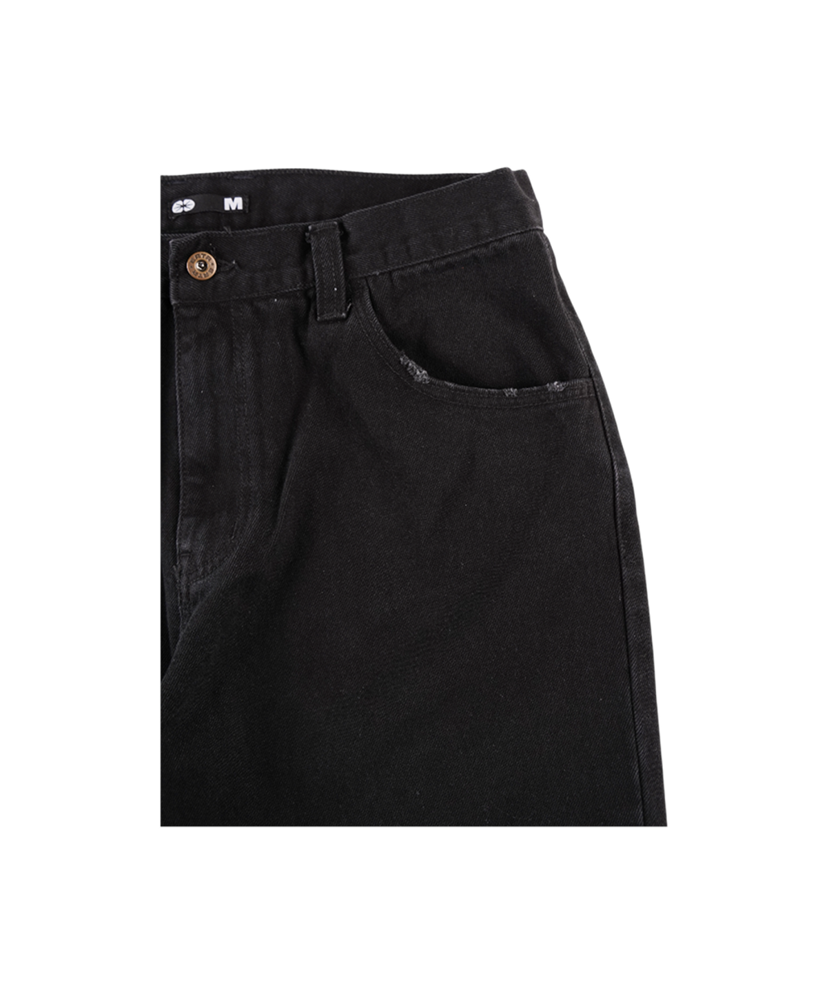 이알티알(ERTR) Back Belt Distressed Denim Pants Black