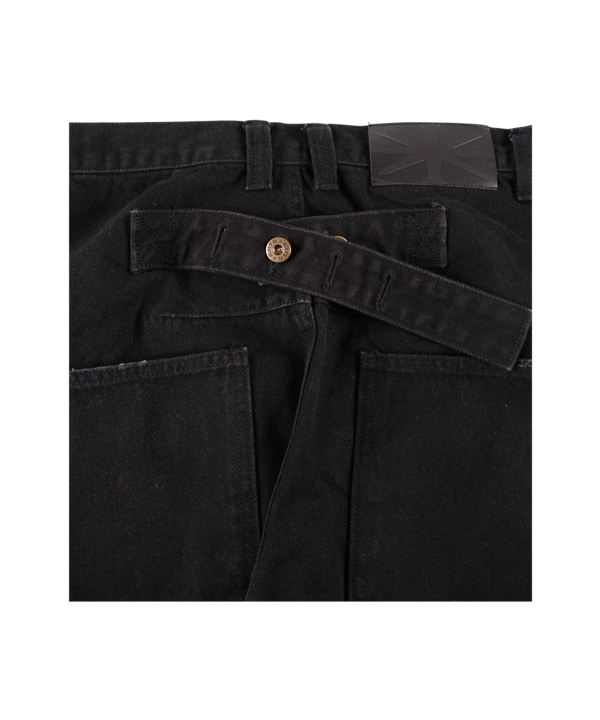 이알티알(ERTR) Back Belt Distressed Denim Pants Black