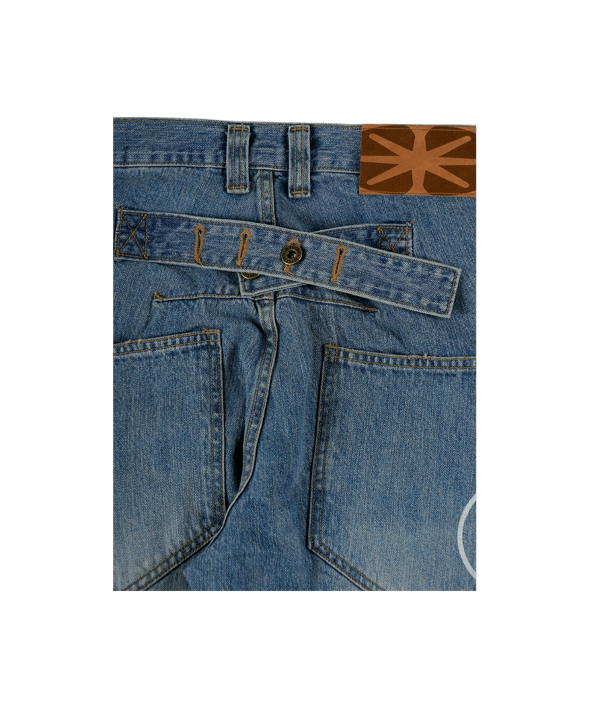 이알티알(ERTR) Back Belt Distressed Denim Pants Blue
