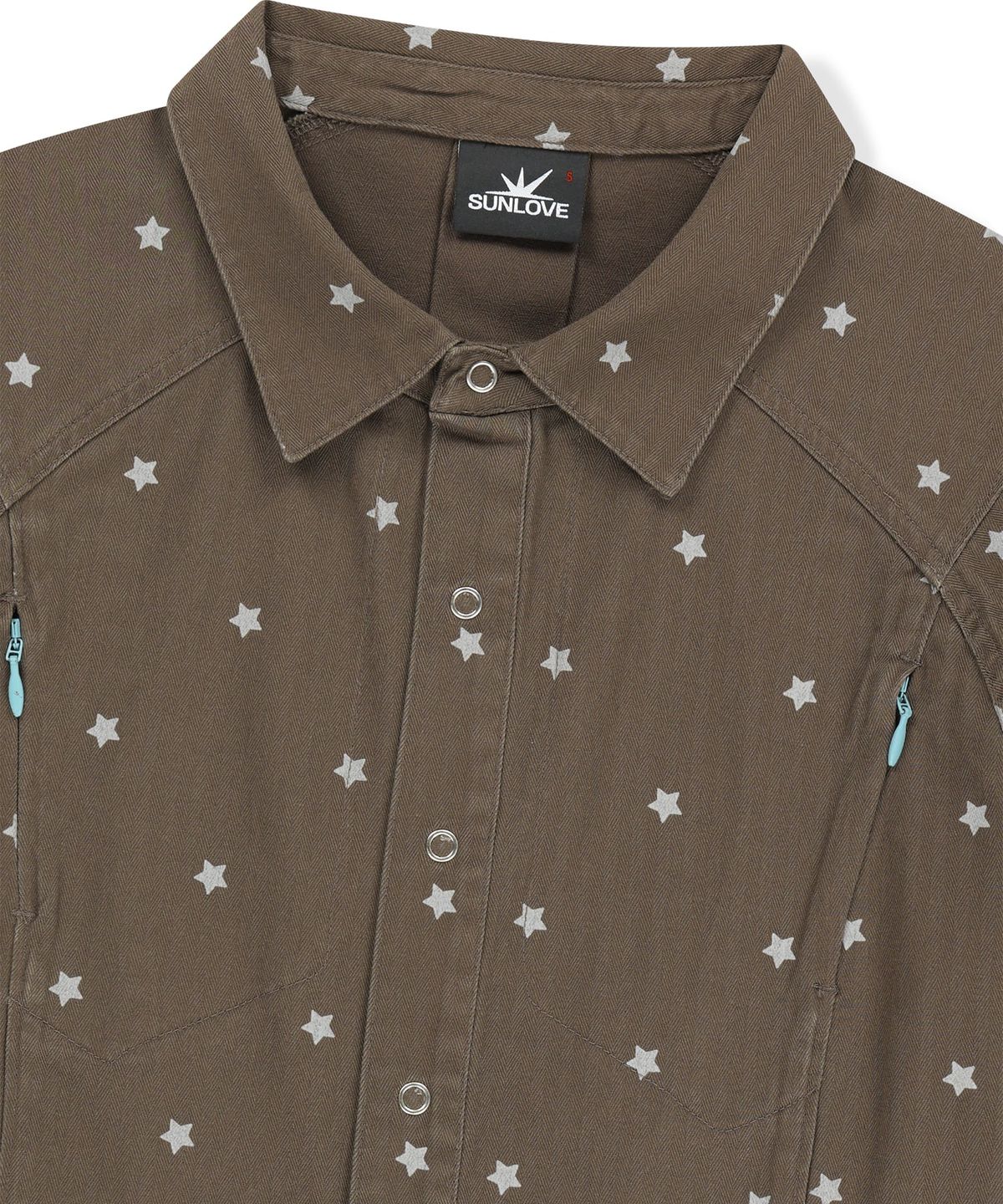 썬러브투어(SUNLOVETOUR) W Wave Herringbone Shirt Brown Star