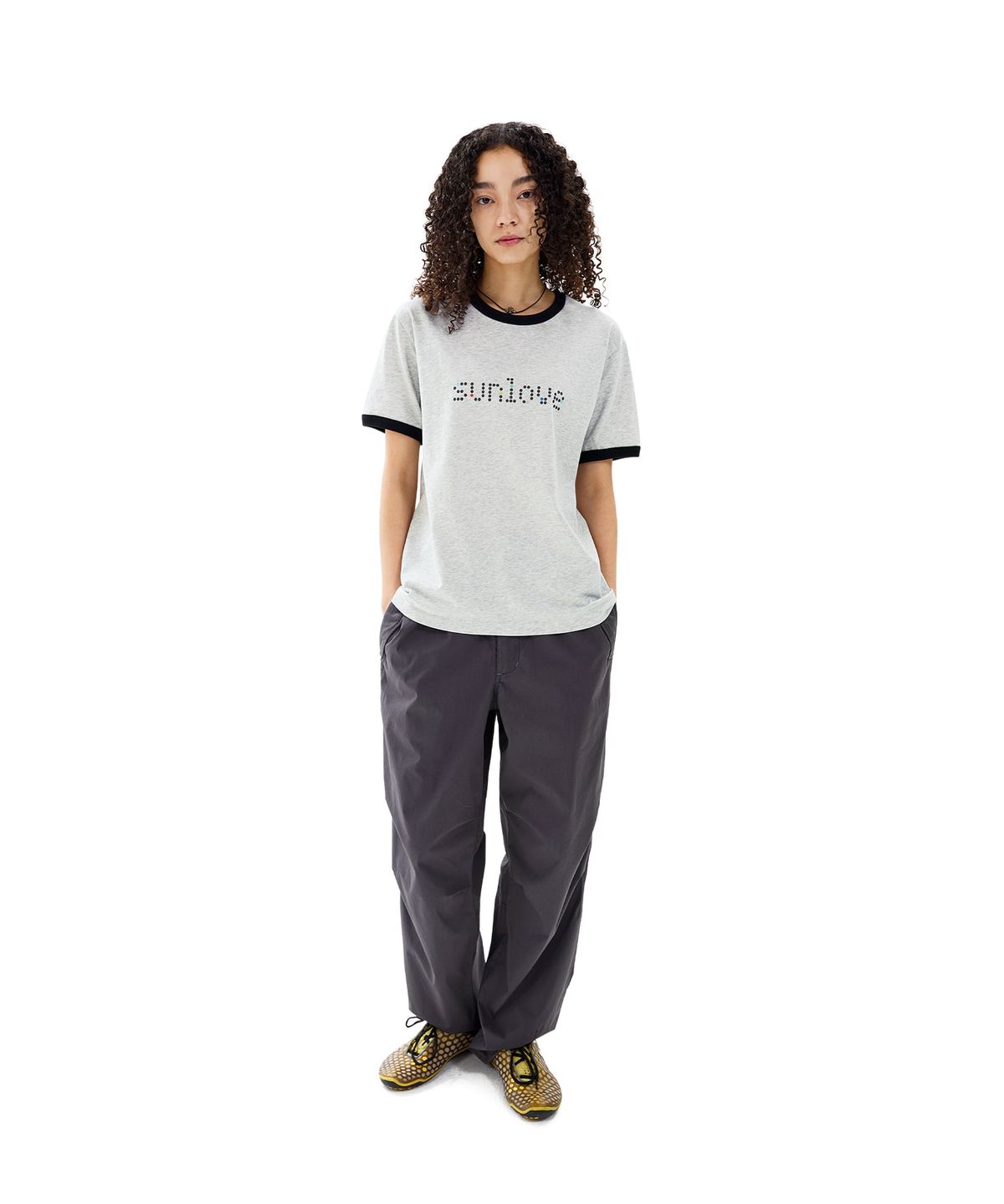 썬러브투어(SUNLOVETOUR) Dots Ringer Tee Heather Grey