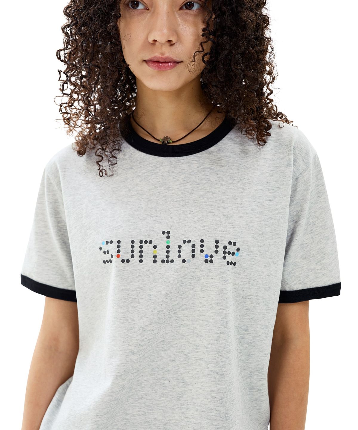 썬러브투어(SUNLOVETOUR) Dots Ringer Tee Heather Grey