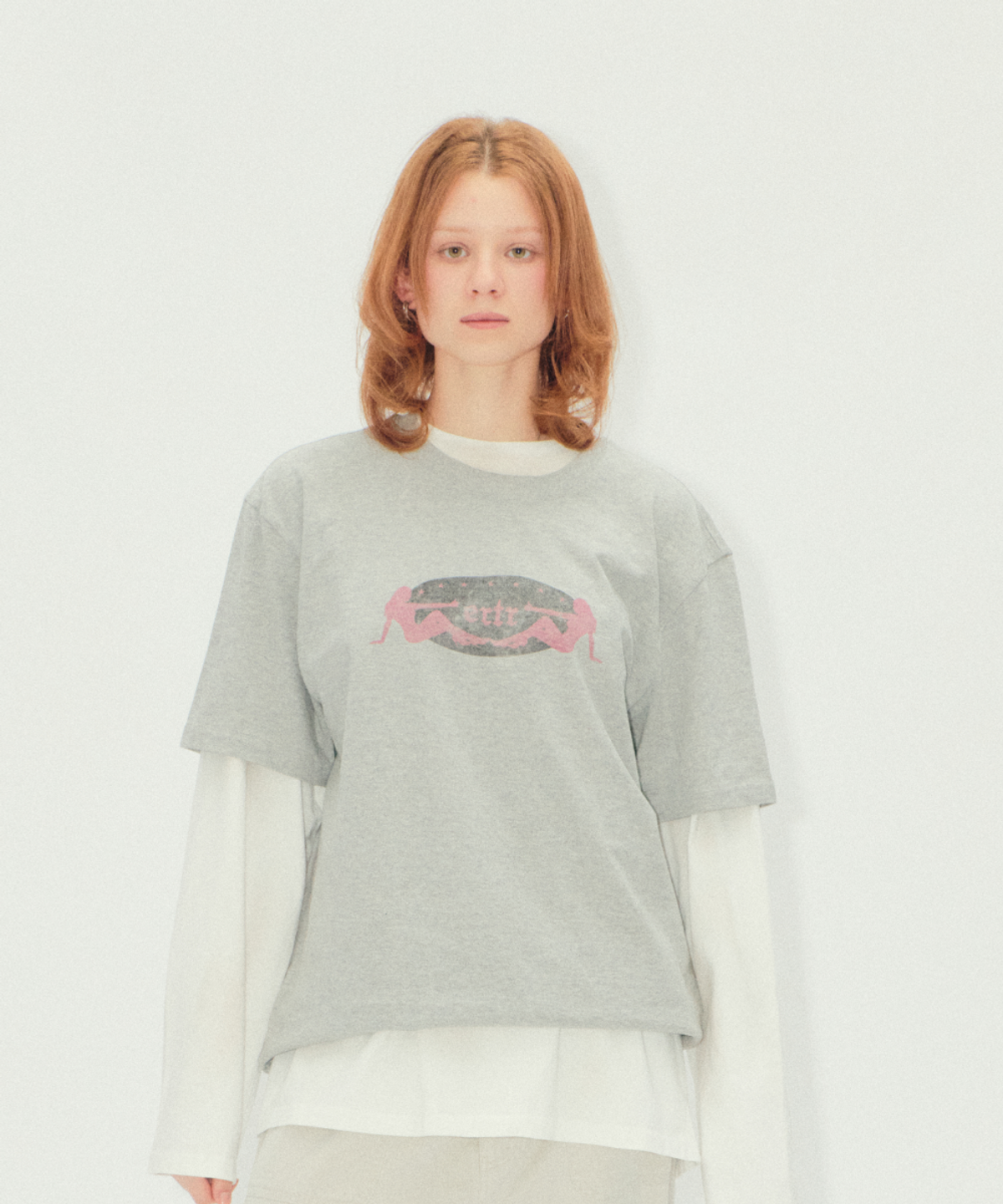 이알티알(ERTR) Thumbs Up Girl T-Shirt Melange Grey