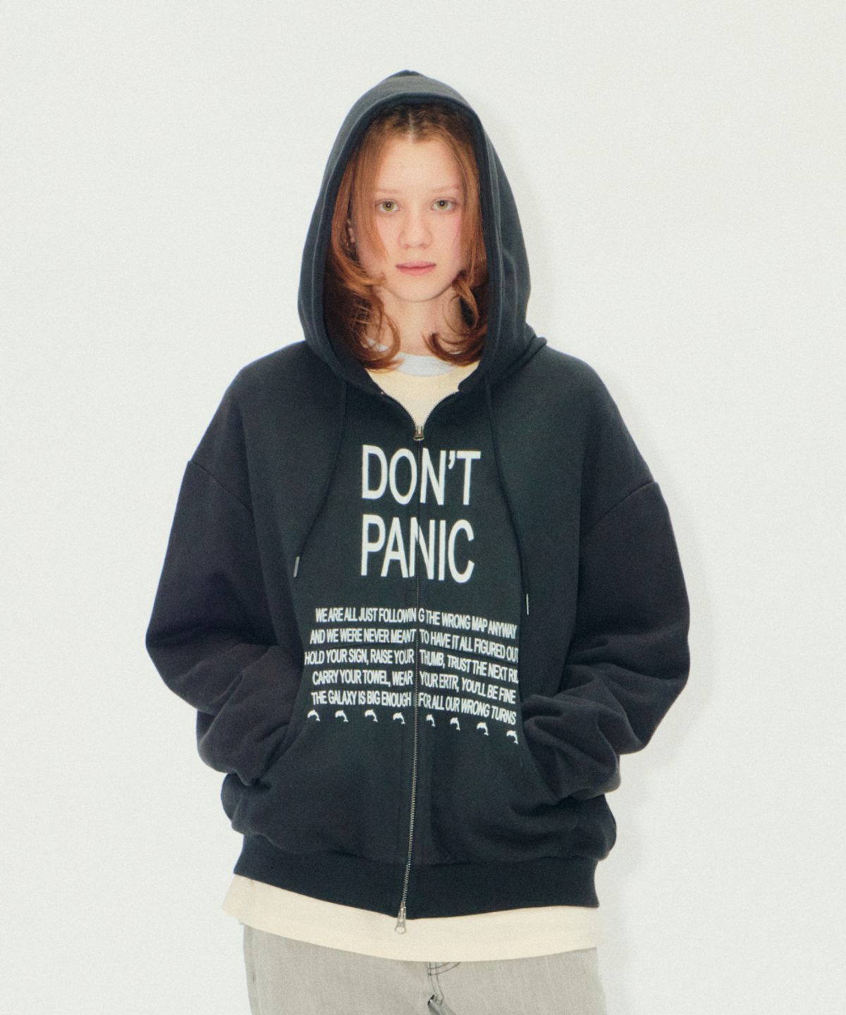이알티알(ERTR) Dont Panic Hoodie Zip Up Black