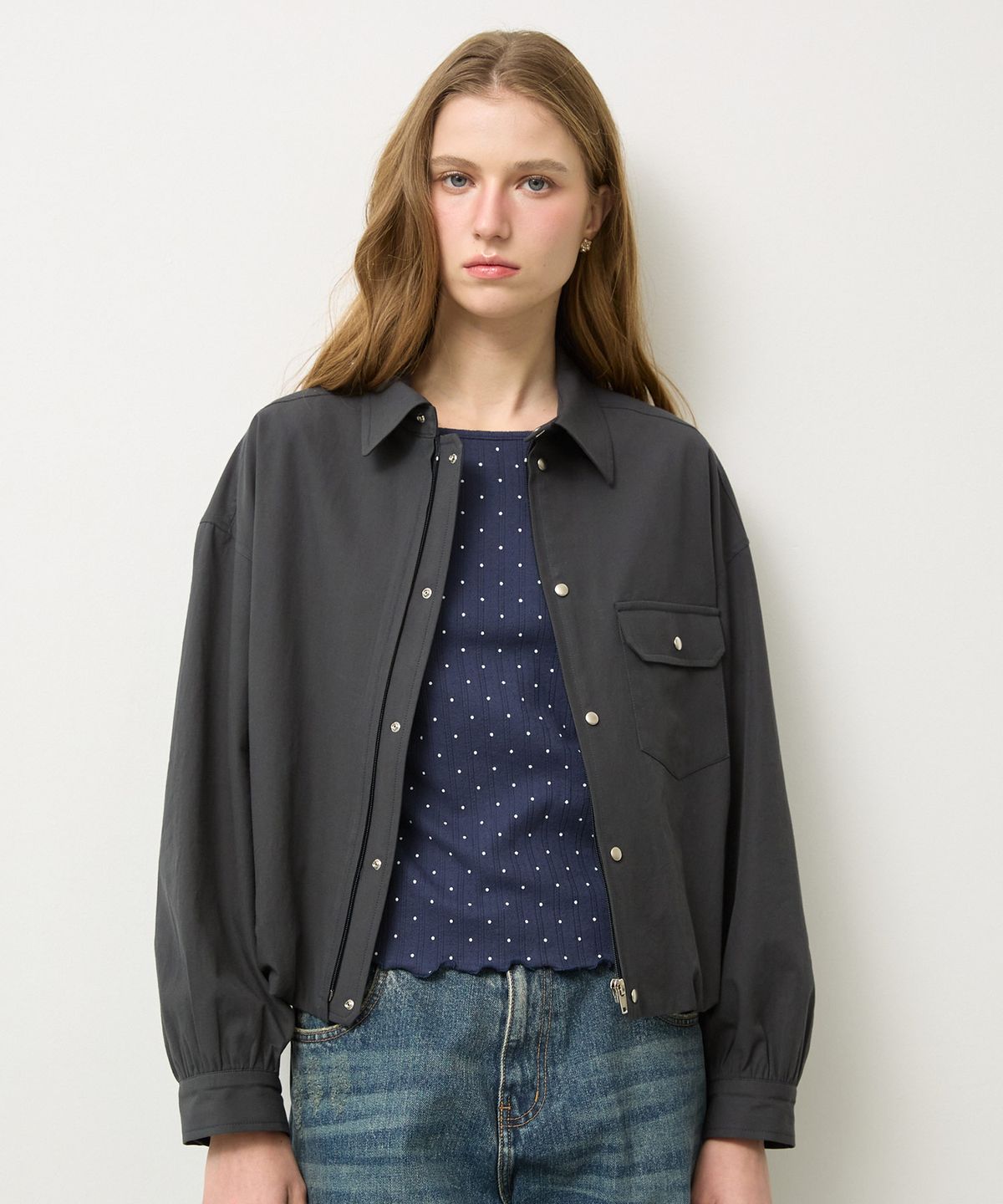 뉴루키(NEW LOOKY) Shirring point jumper_Navy
