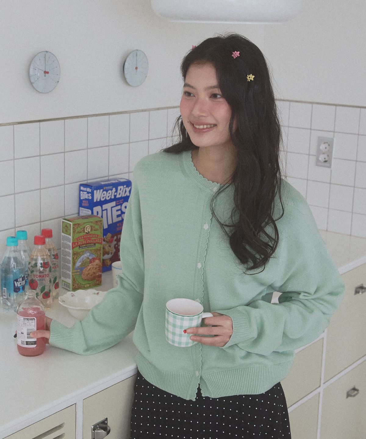 뉴루키(NEW LOOKY) Base loose fit cardigan_Mint