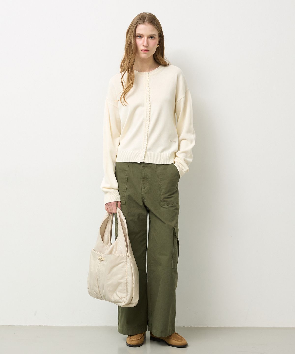 뉴루키(NEW LOOKY) Base loose fit cardigan_Ivory