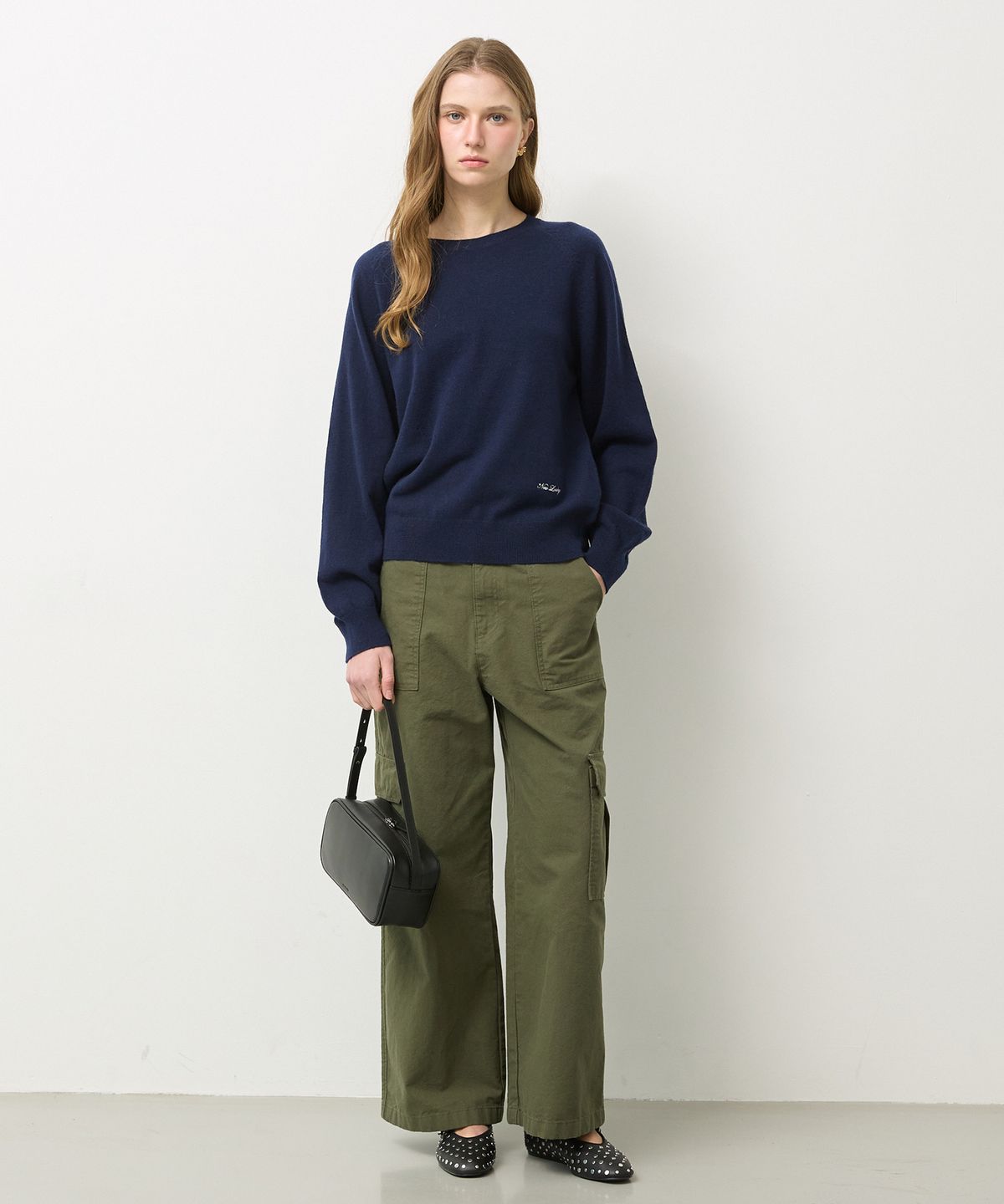 뉴루키(NEW LOOKY) Cozy round knit pullover_Navy