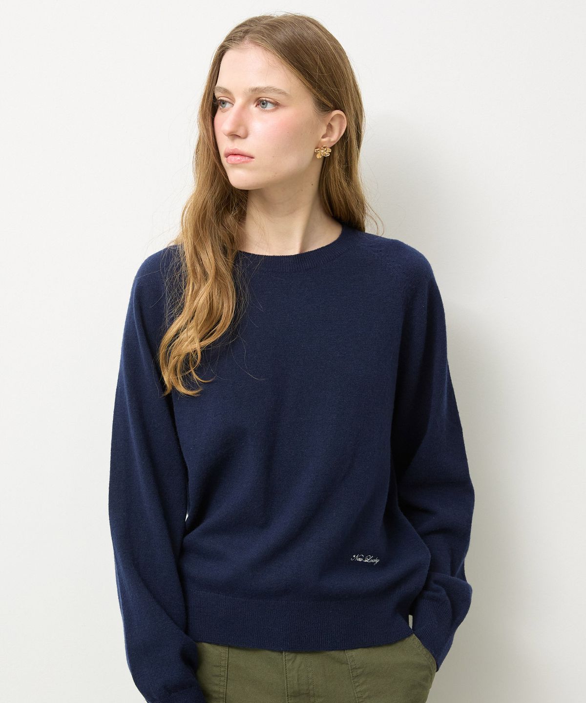 뉴루키(NEW LOOKY) Cozy round knit pullover_Navy