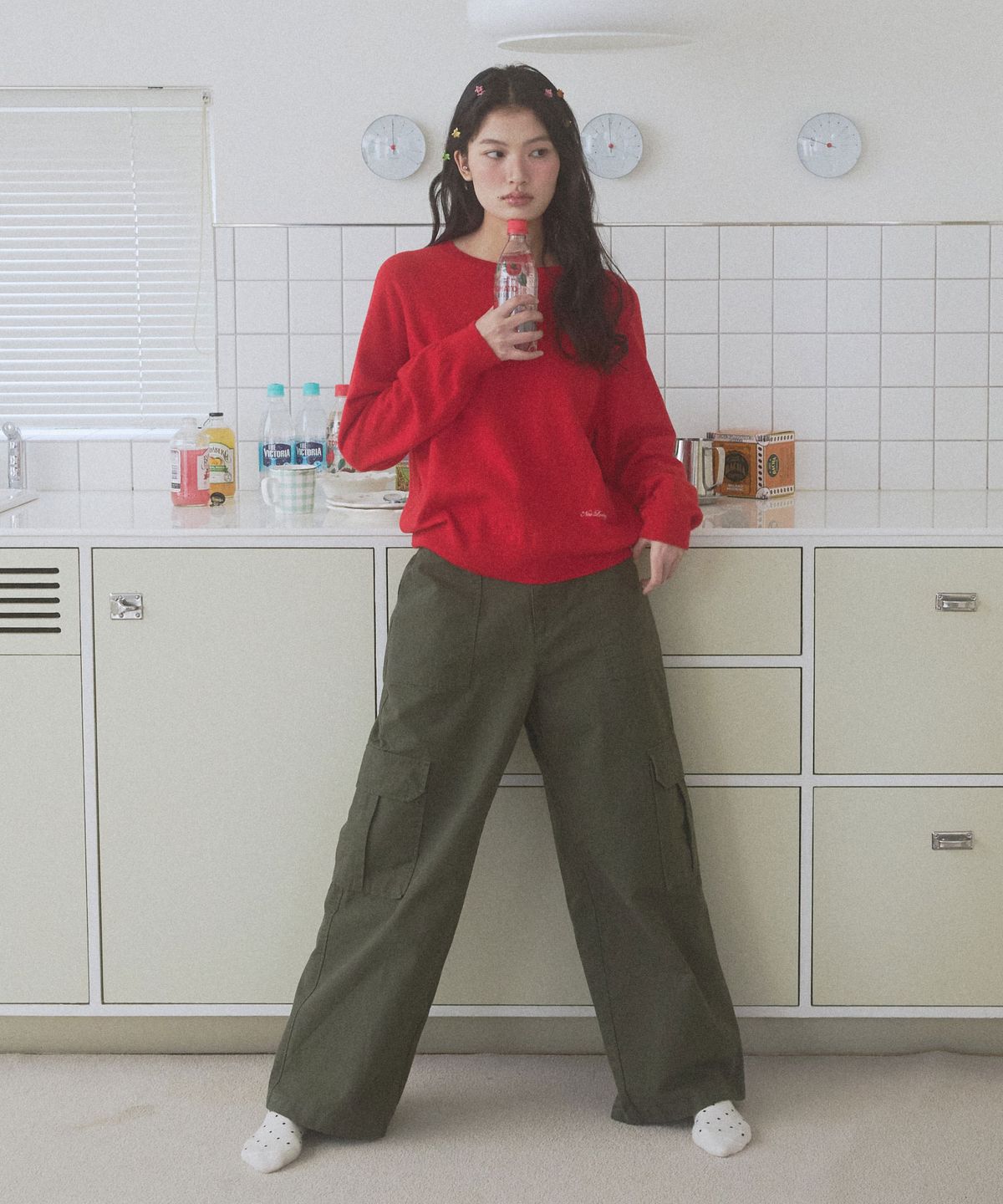 뉴루키(NEW LOOKY) Cozy round knit pullover_Red
