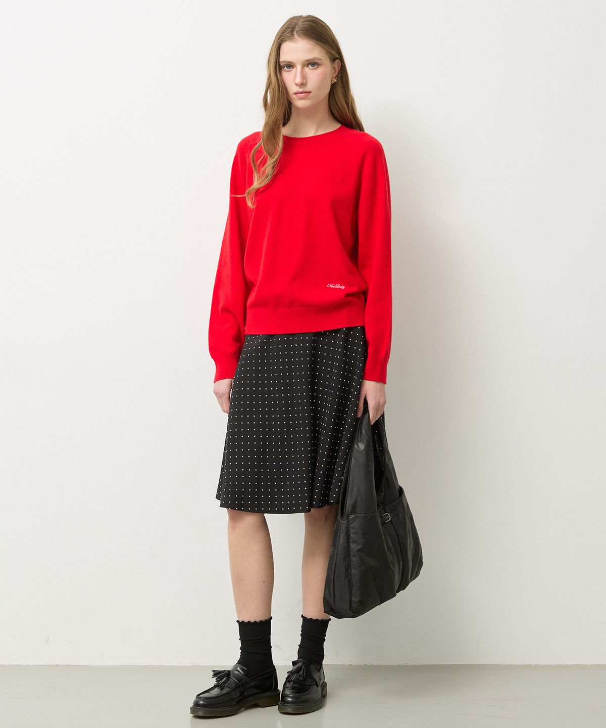 뉴루키(NEW LOOKY) Cozy round knit pullover_Red