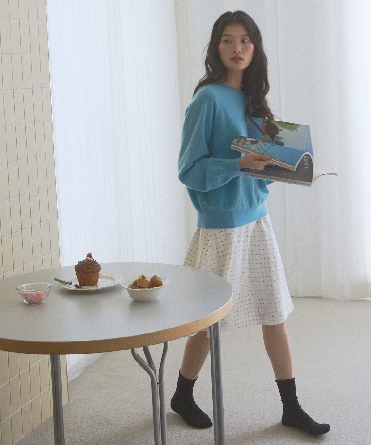 뉴루키(NEW LOOKY) Cozy round knit pullover_Blue