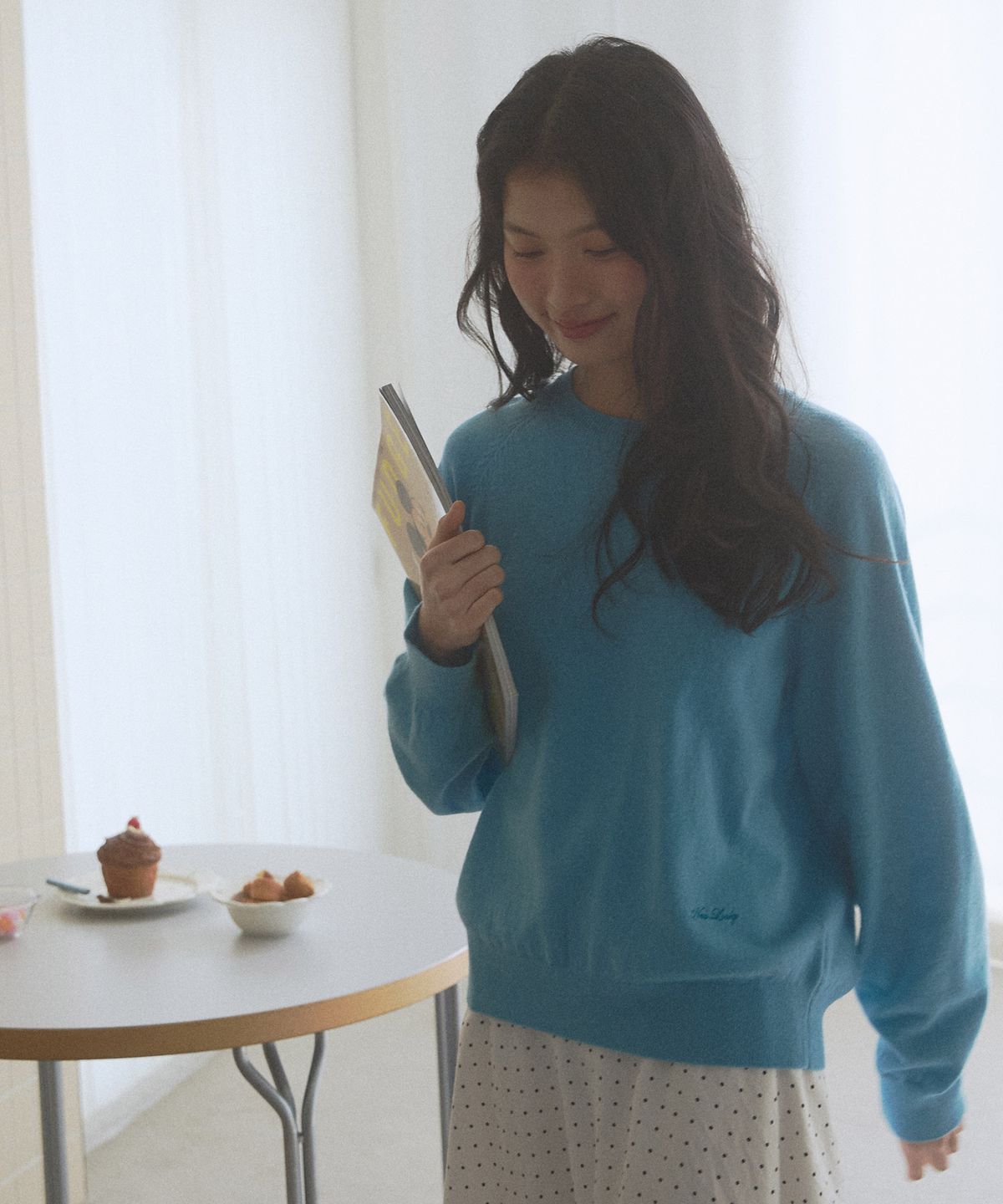 뉴루키(NEW LOOKY) Cozy round knit pullover_Blue