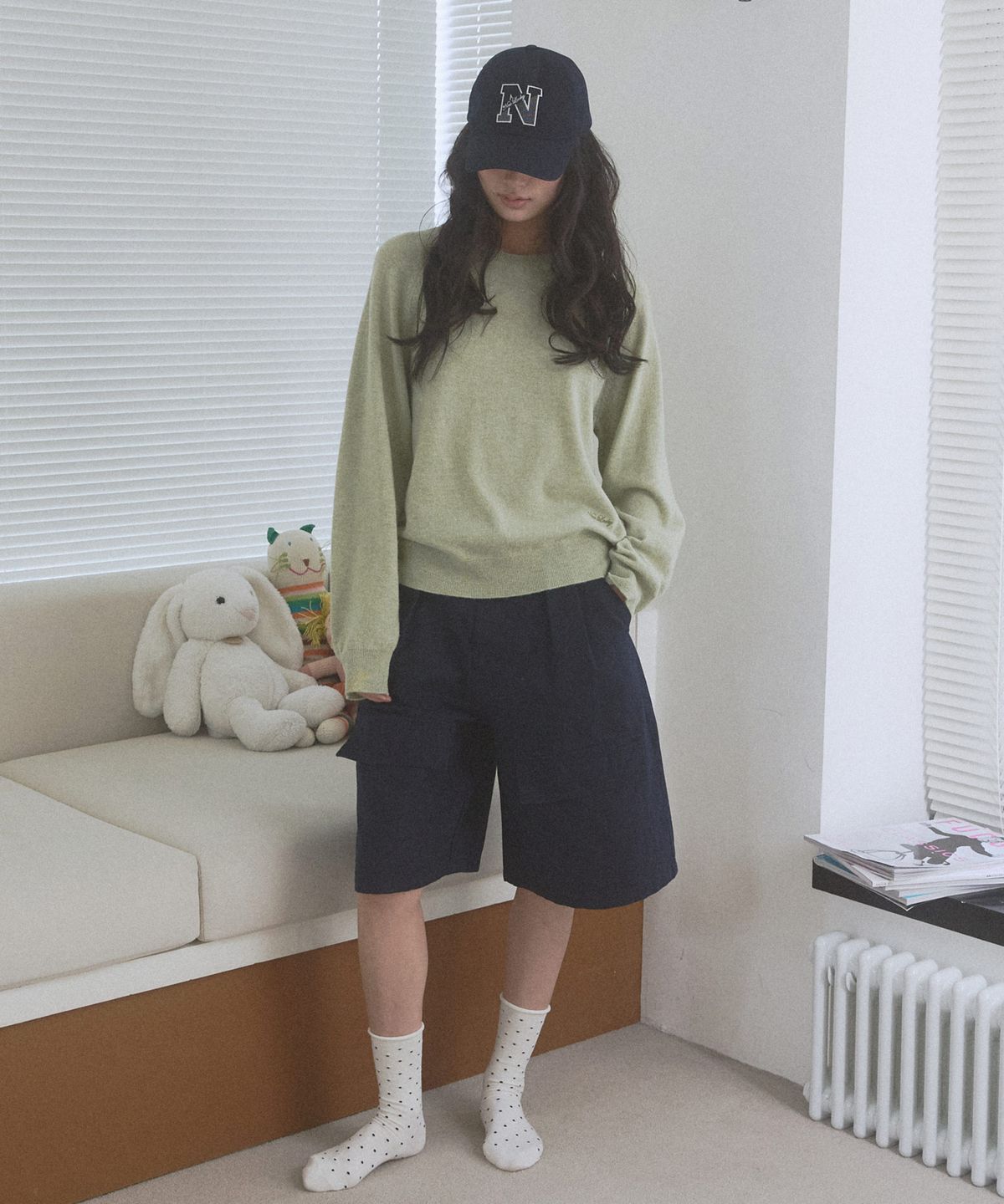 뉴루키(NEW LOOKY) Cozy round knit pullover_Light green