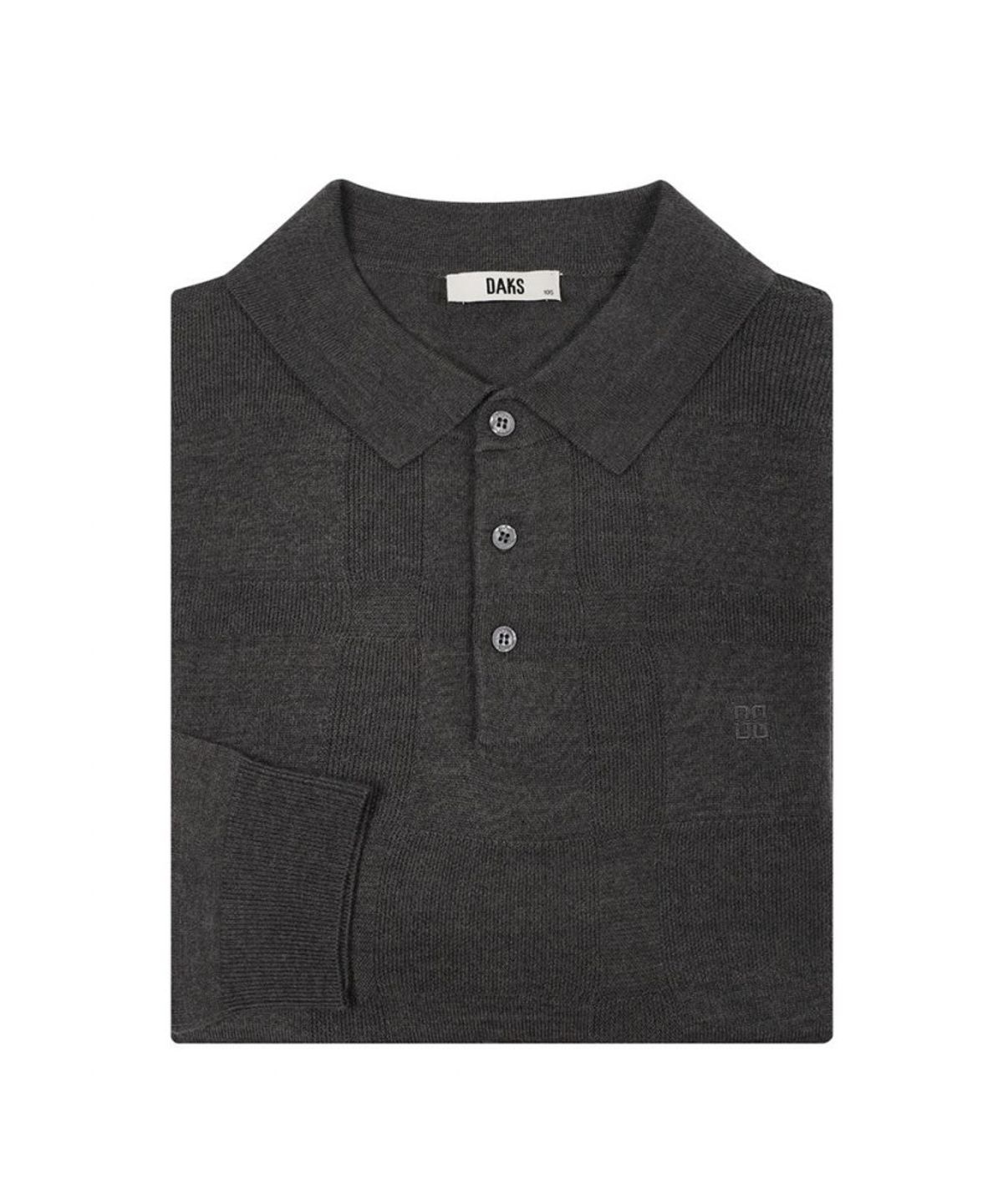 닥스셔츠(DAKS SHIRTS) 울혼방 조직믹스 빅체크 카라니트_DMP1SWTL201KK