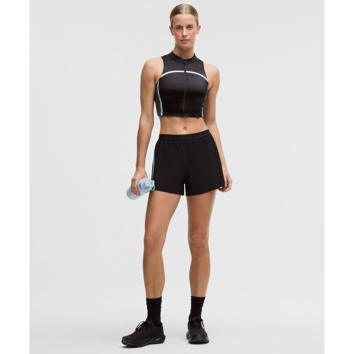 룰루레몬(LULULEMON) 새틴 샤인 풀집 탱크탑 미디엄 서포트, B C컵 *스트라이프