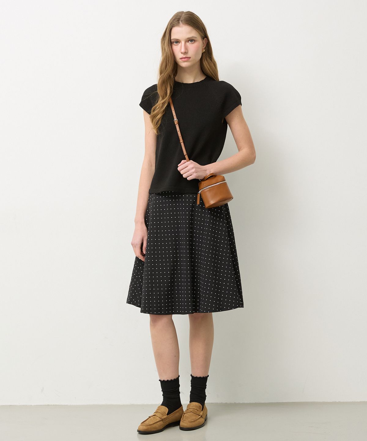 뉴루키(NEW LOOKY) Cross mini leather bag _Brown