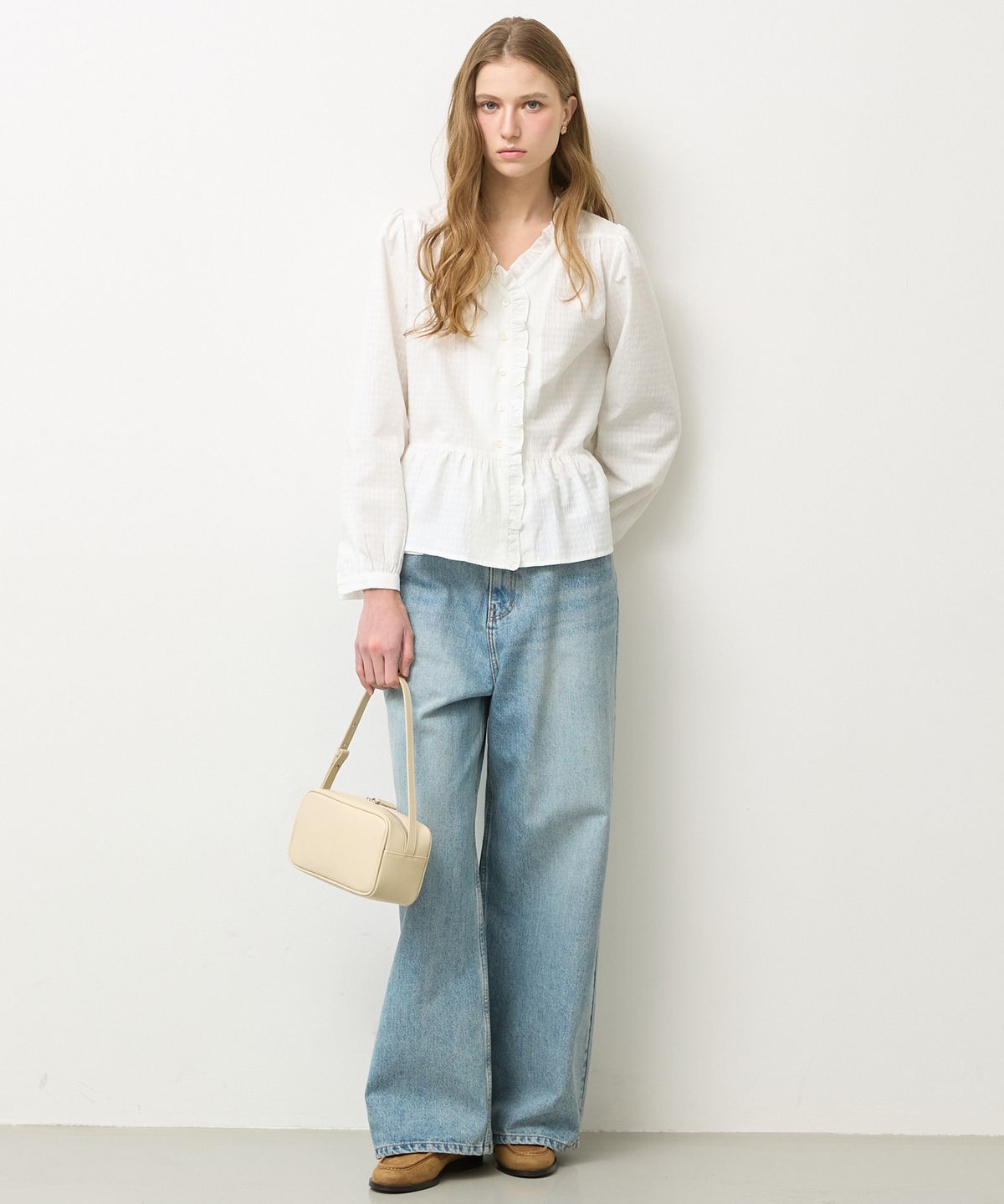 뉴루키(NEW LOOKY) Square leather shoulder bag _Ivory