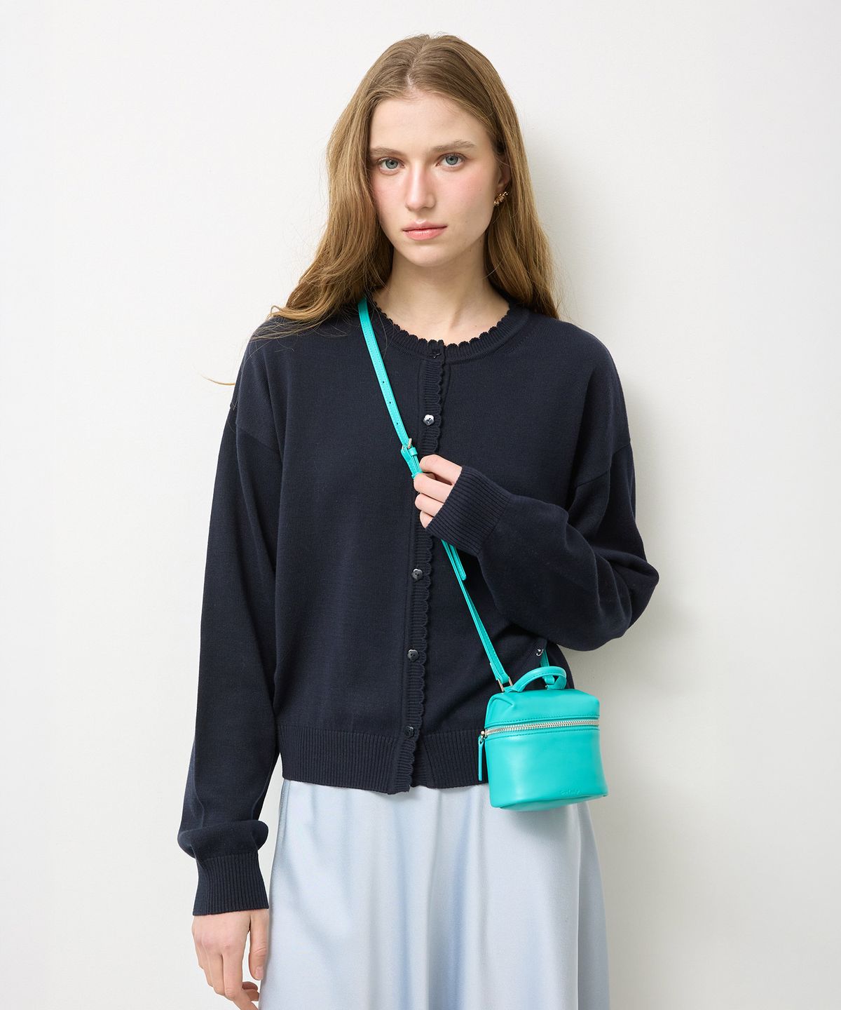 뉴루키(NEW LOOKY) Cross mini leather bag _Aqua