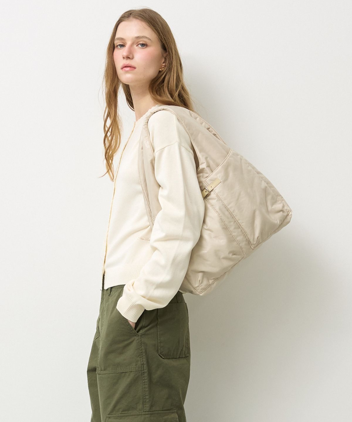 뉴루키(NEW LOOKY) Dot Point Hobo bag _Beige