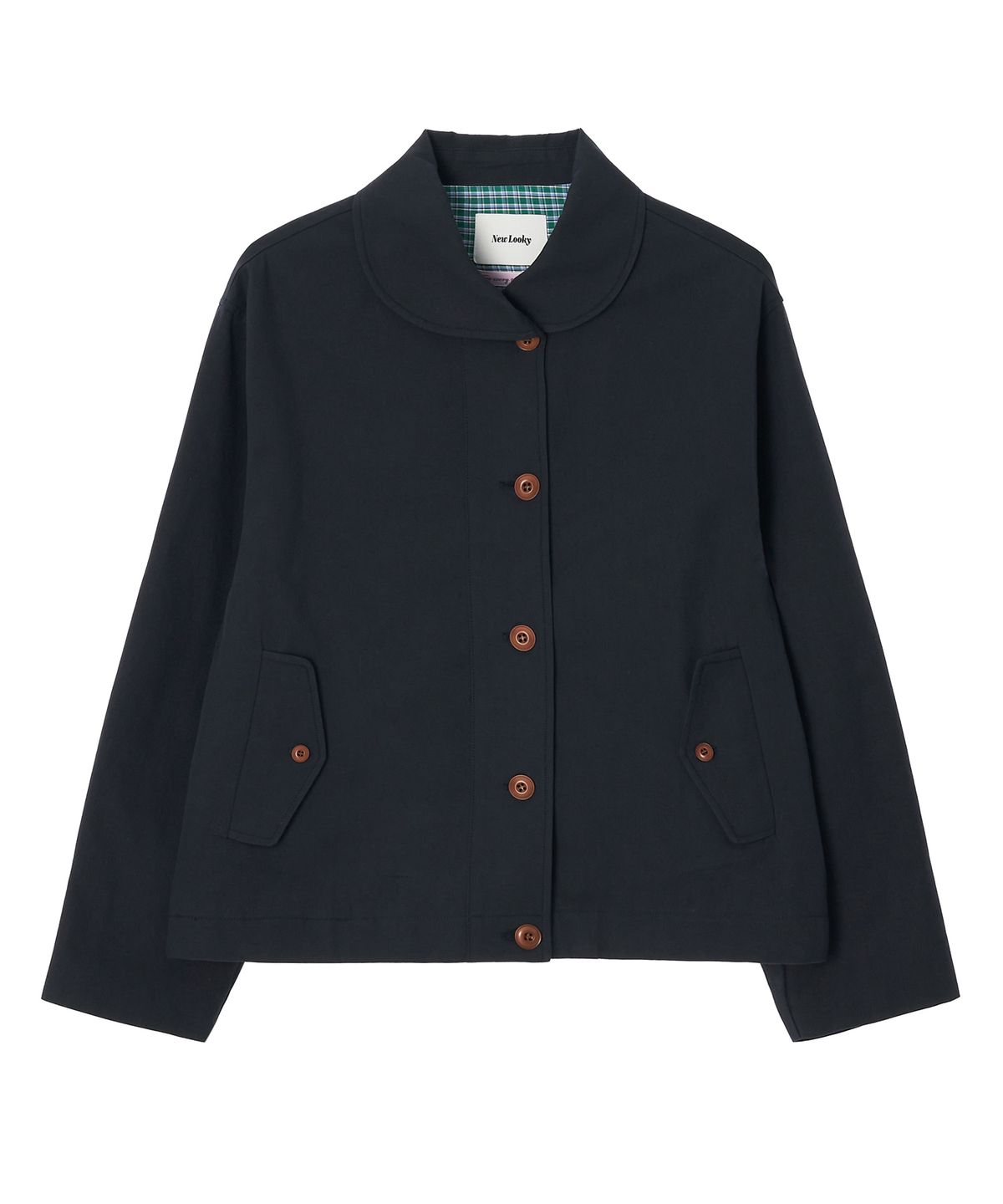 뉴루키(NEW LOOKY) Round collar jumper_Navy