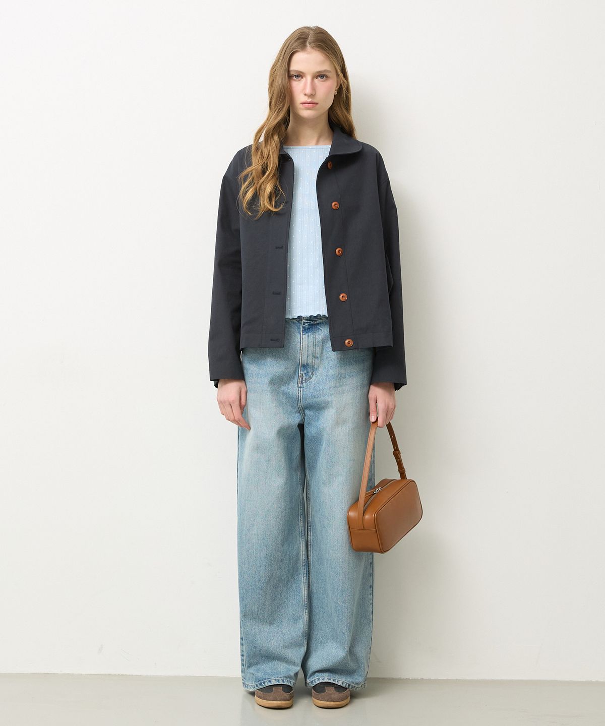 뉴루키(NEW LOOKY) Round collar jumper_Navy
