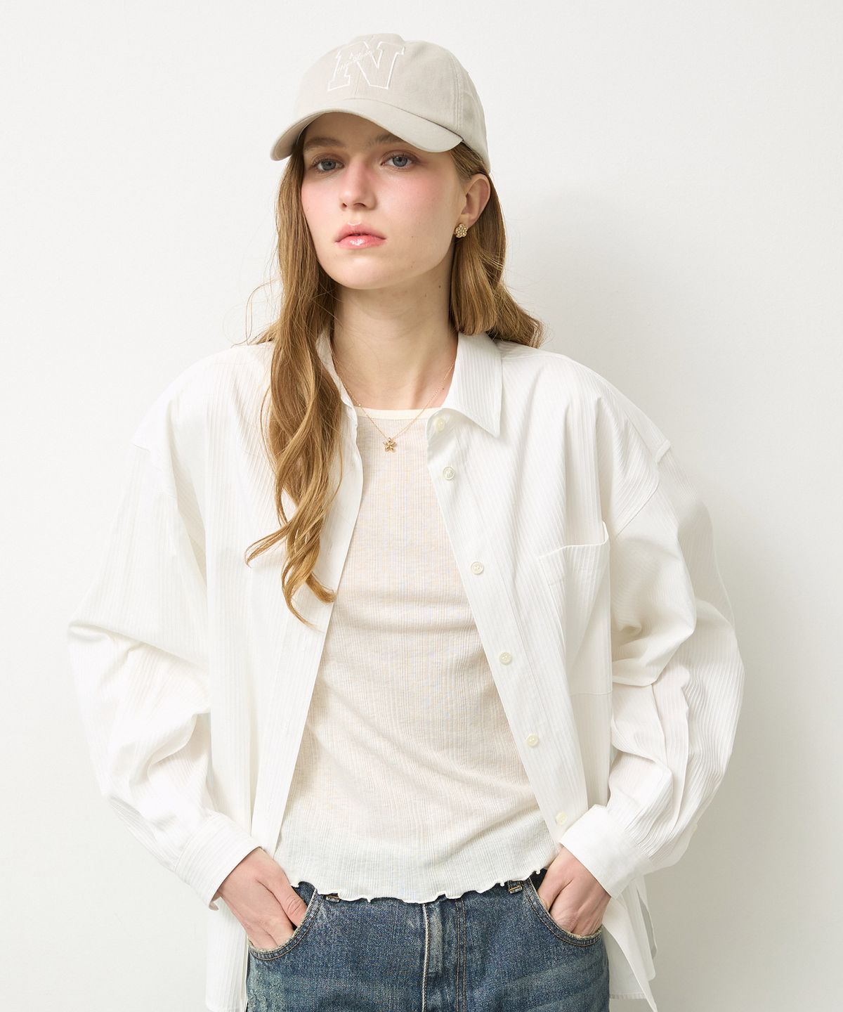 뉴루키(NEW LOOKY) Loose fit shirt_ Ivory